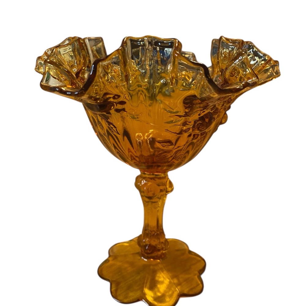 Fenton Amber Glass Decorative Compote or Candy Dish